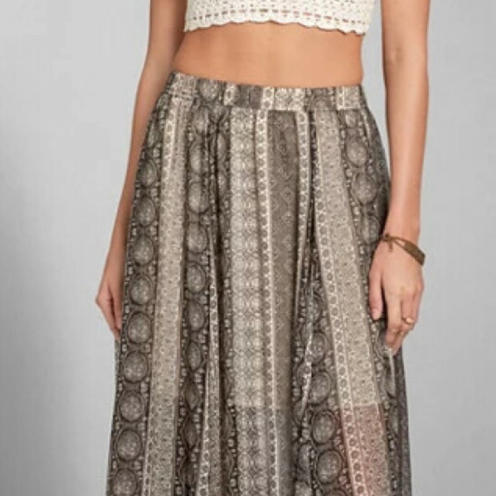 ABERCROMBIE AND FITCH Boho Sheer Chiffon Printed High Waisted Maxi Skirt - Picture 2 of 11